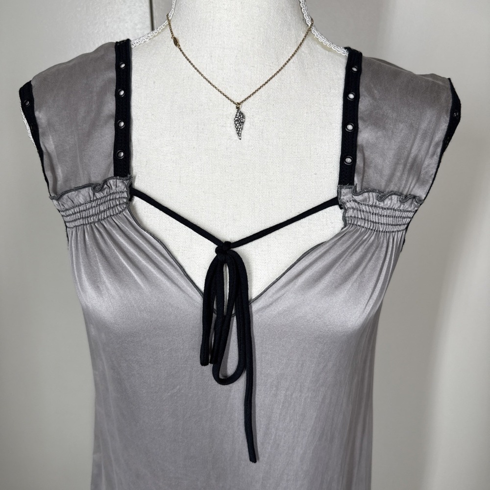 SALVAGE Vintage Silk Mini Dress Women's Sz M Grunge Punk Y2K Whimsigoth Babydoll - Picture 6 of 15